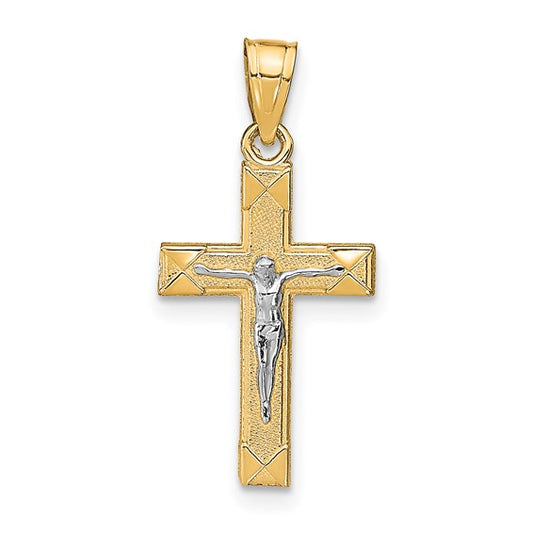 10K  2Tone  Small Crucifix Pendant
