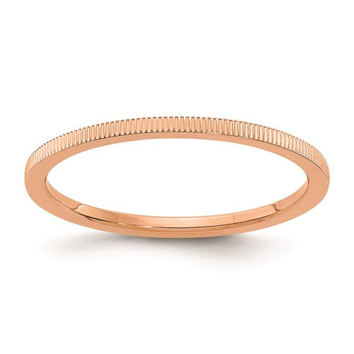 10K Yellow Gold 1.2mm Line Pattern Stackable Band Size 4