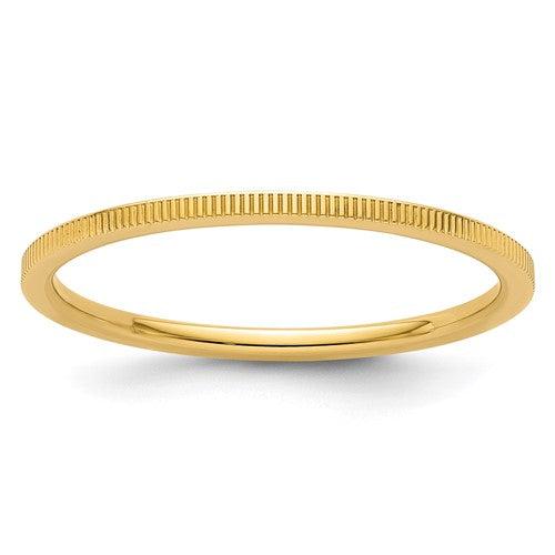 10K Yellow Gold 1.2mm Line Pattern Stackable Band Size 4