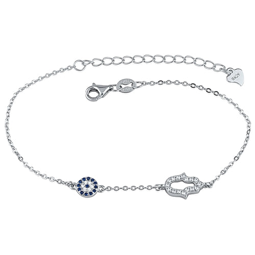 Silver Evil Eye & Hamsa Bracelet