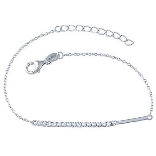 Silver Bracelet with White CZ Stones