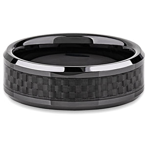 Black Ceramic Ring-8mm With Black Carbon Fiber Inlay