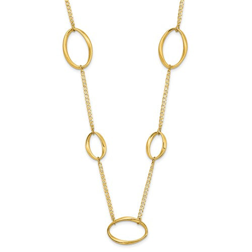 14K Polished Oval  Linked  20` Necklace