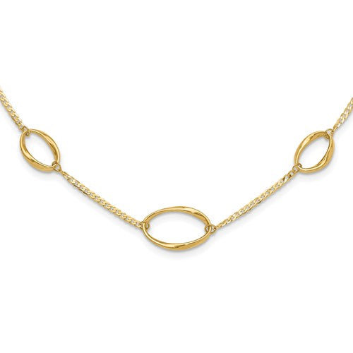 14K Polished Oval  Linked  20` Necklace